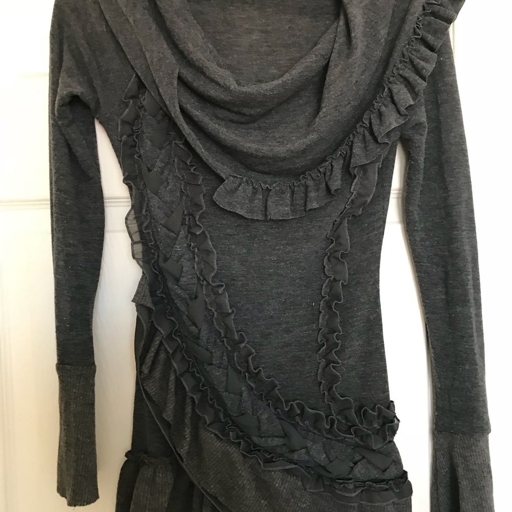 Grey long sleeved beaded sweater
